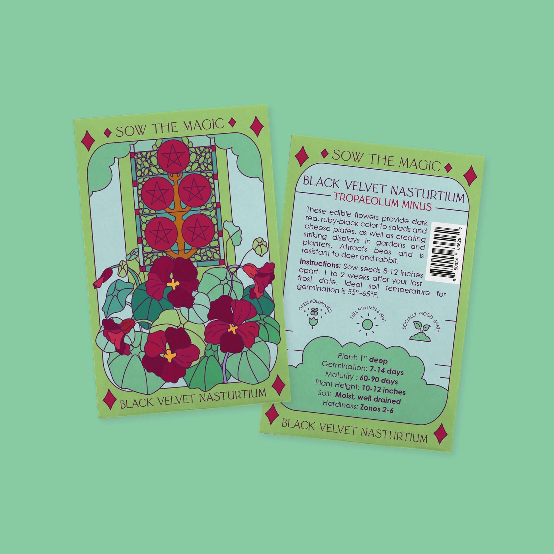 Black Velvet Nasturtium Tarot Garden + Gift Seed Packet - Salt of the Earth Organics