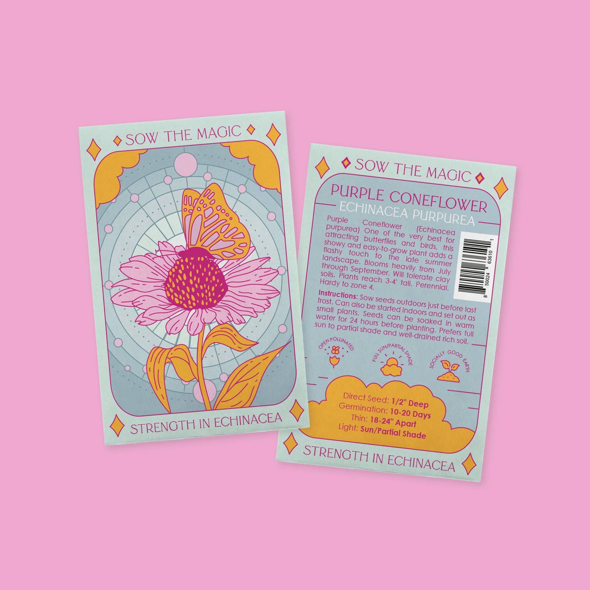 Strength in Echinacea Flower Tarot Garden + Gift Seed Packet - Salt of the Earth Organics